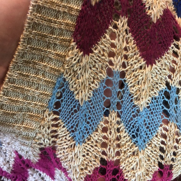 BISOU-BISOU Size Large OpenKnit Oversized Chevron V-Neck MISSONI Vibe $89 NEW - Picture 9 of 13